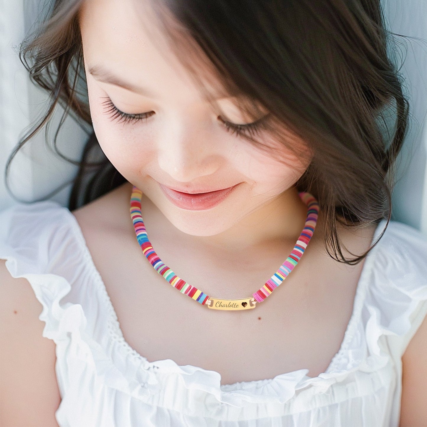 Clay Beads Personalized Baby Girl Name Necklace