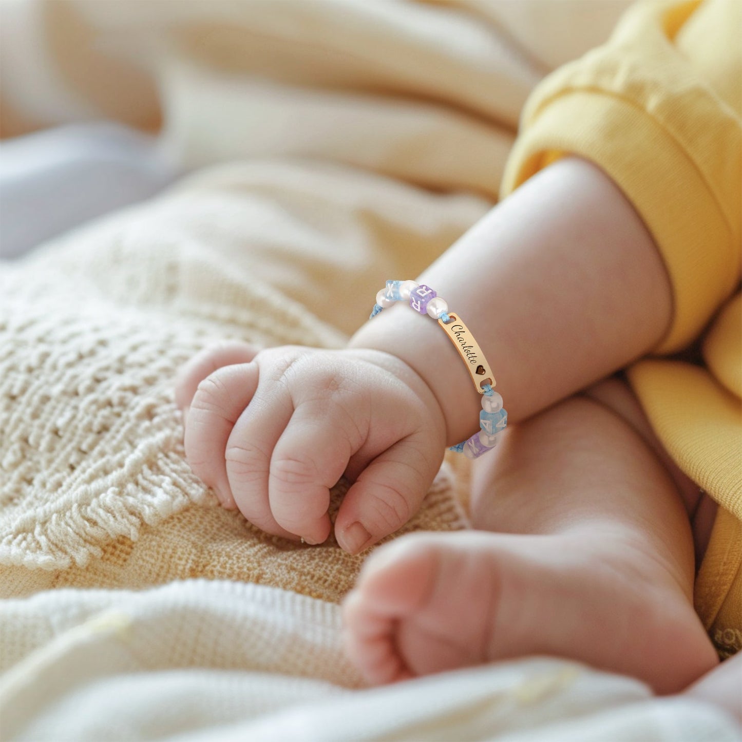 Handcrafted Blue Cord Personalized Name and Letter Beads Bracelet