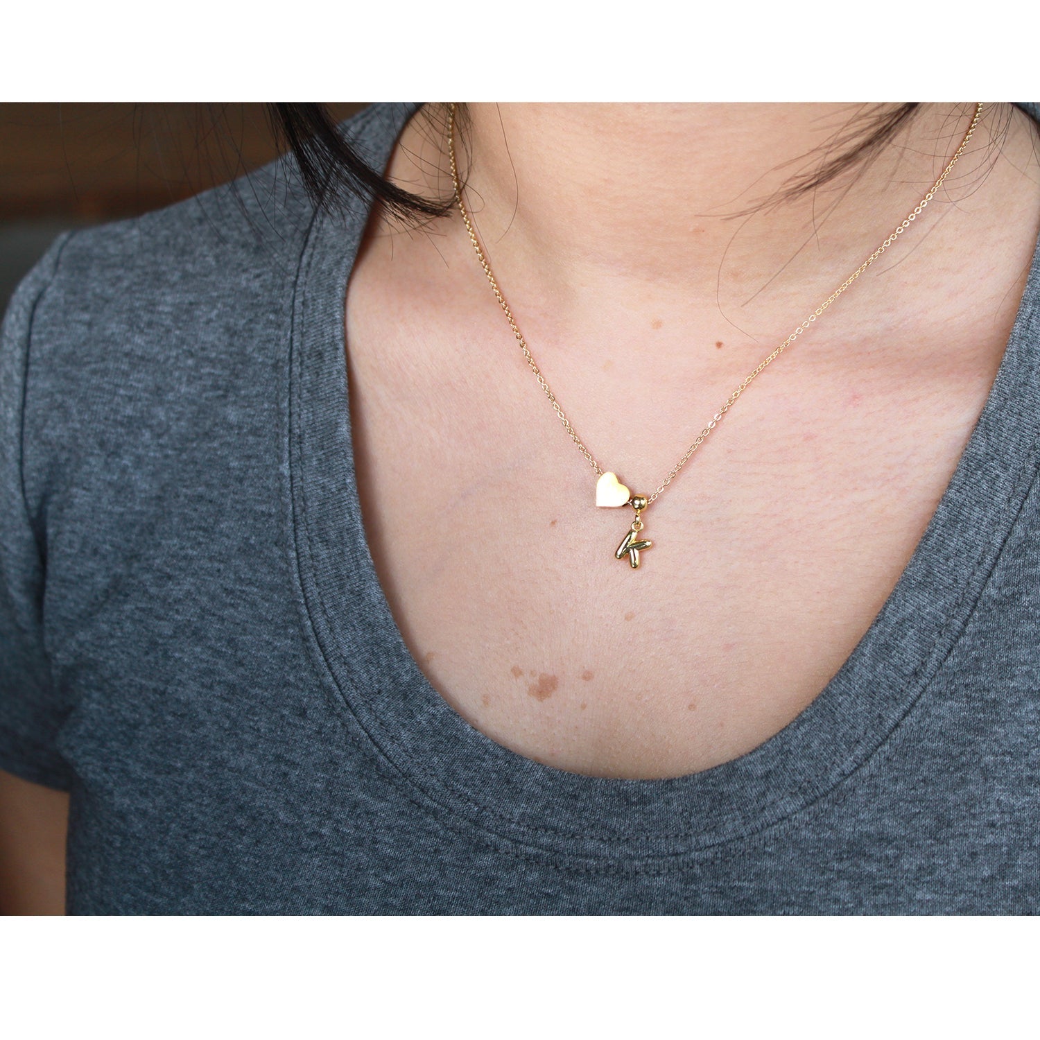 Personalized Initial Heart Charm Necklace