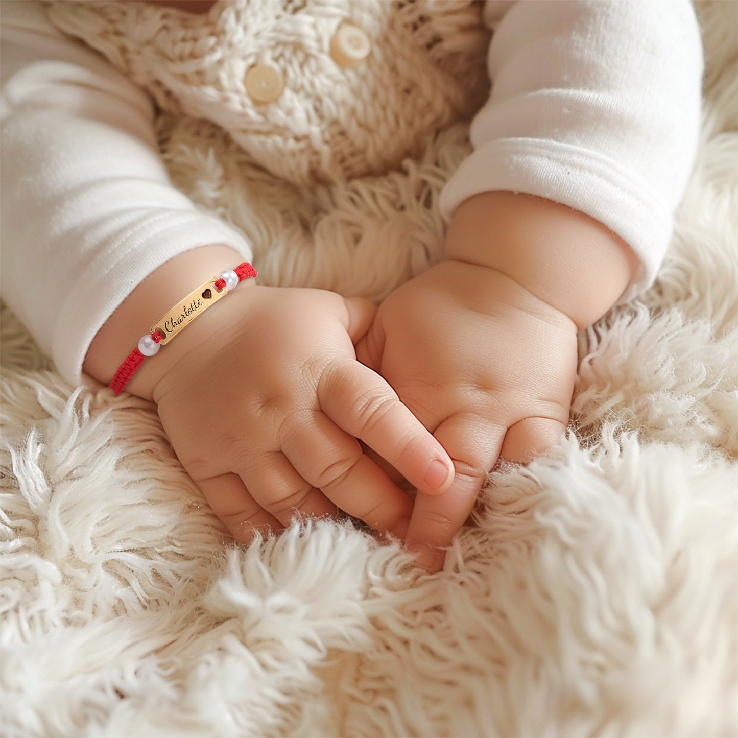 Hand-woven Red Cord Personalized Name Bracelet for Girls
