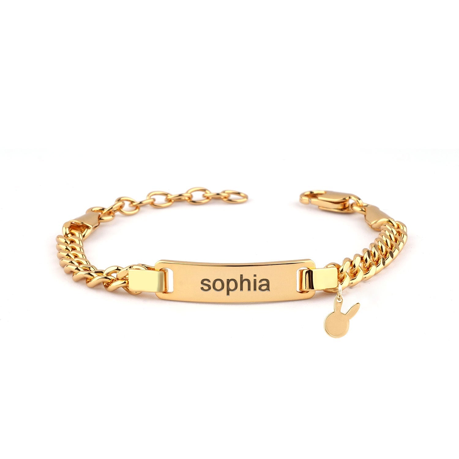 Infant Name Cuban Link Bracelet with Custom Charm