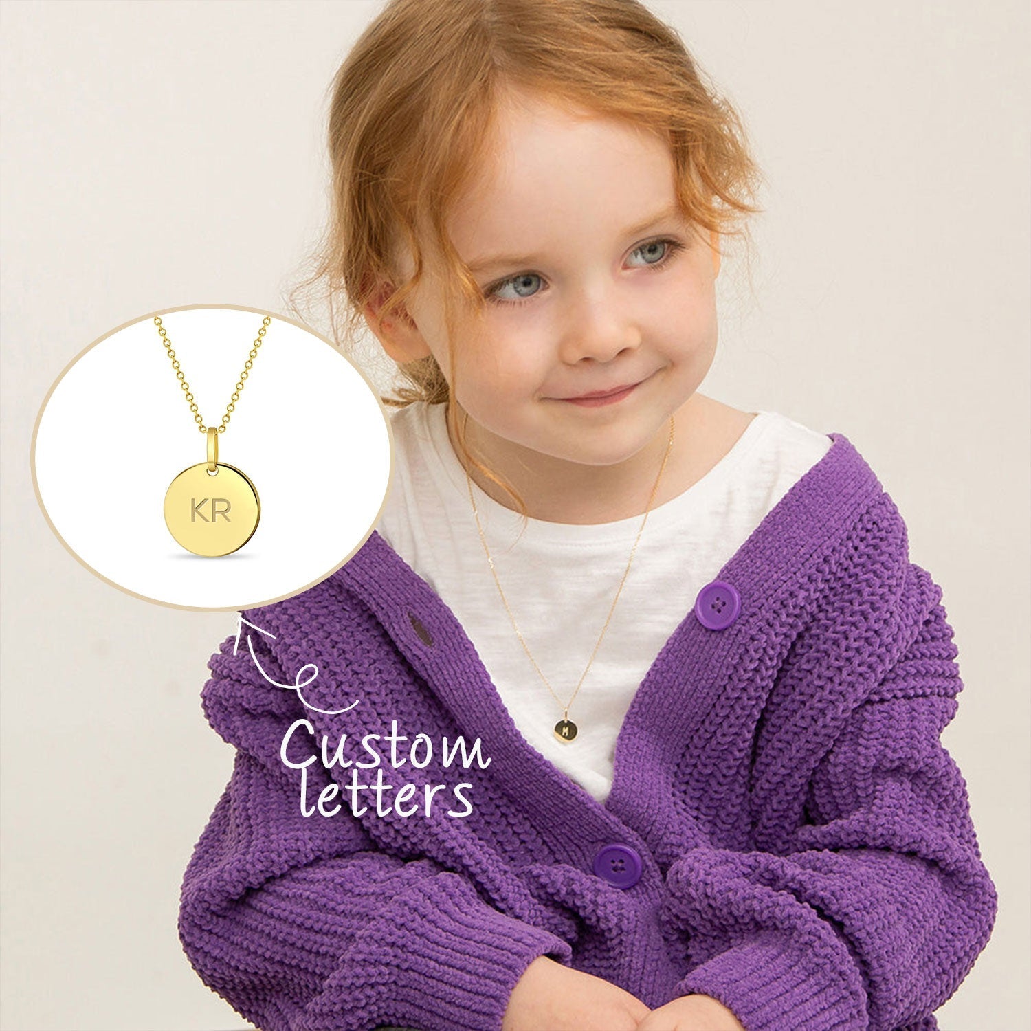 Engraved Kids Name Initials Necklace