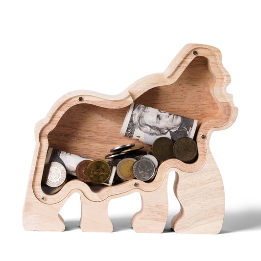Personalized Wooden Gorilla Piggy Bank for Kids