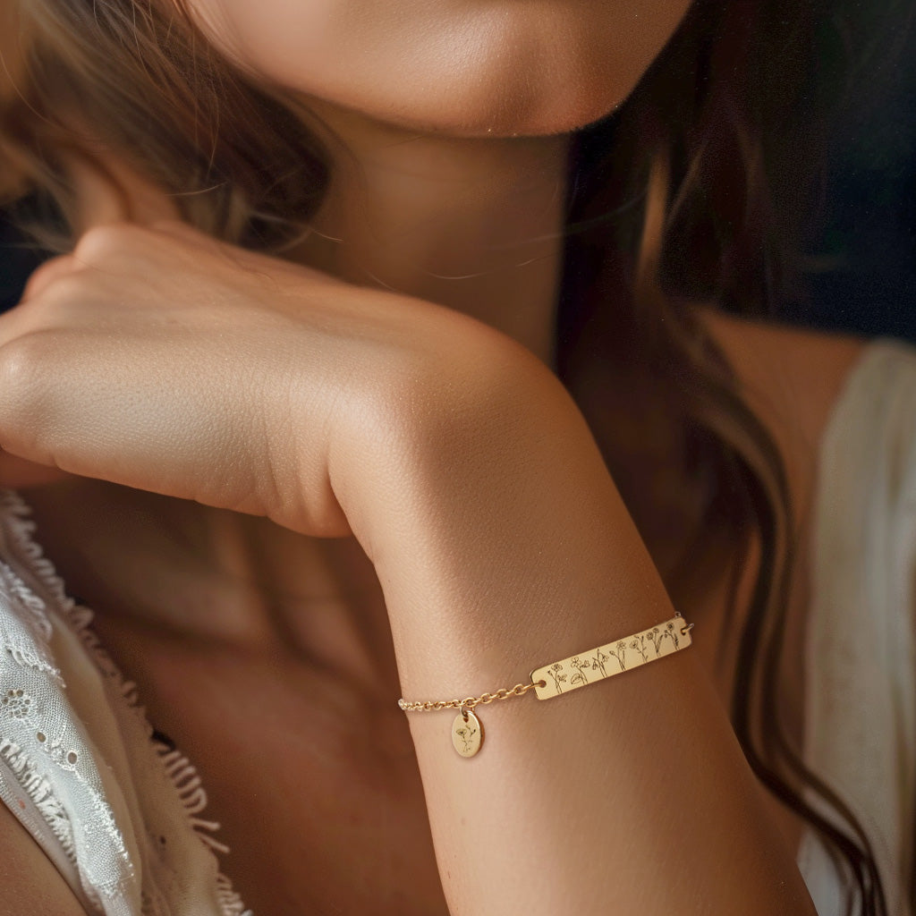 Personalized Birth Flower Family Garden Bracelet