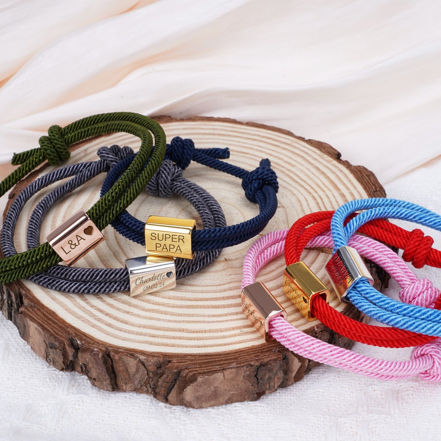 Custom Engraved Handmade Baby Rope Bracelet