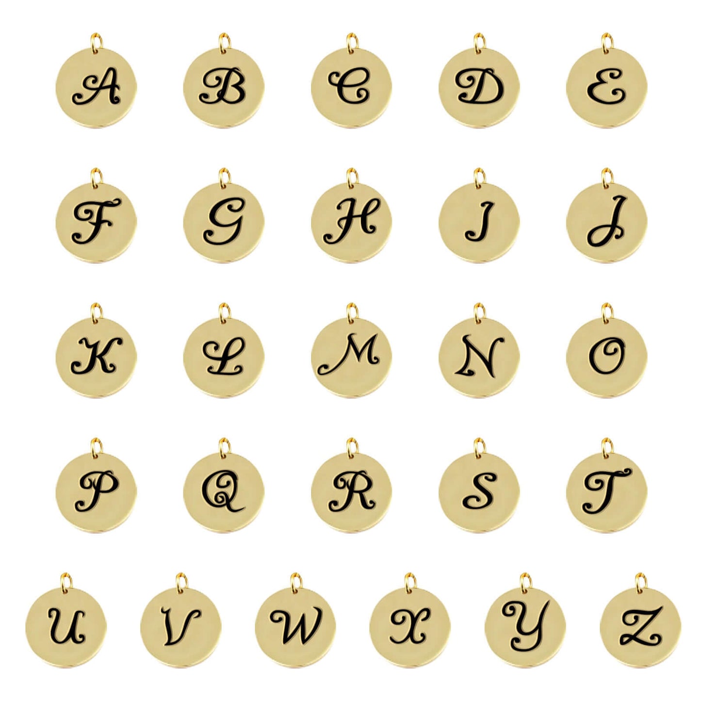 Letter charms on children's pearl bracelets