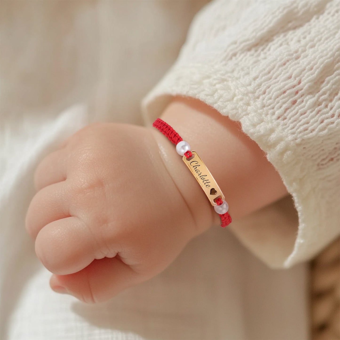 Hand-woven Red Cord Personalized Name Bracelet for Girls