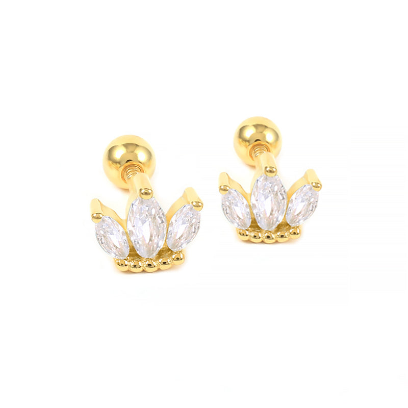 CZ Crown Grils Stud Earrings