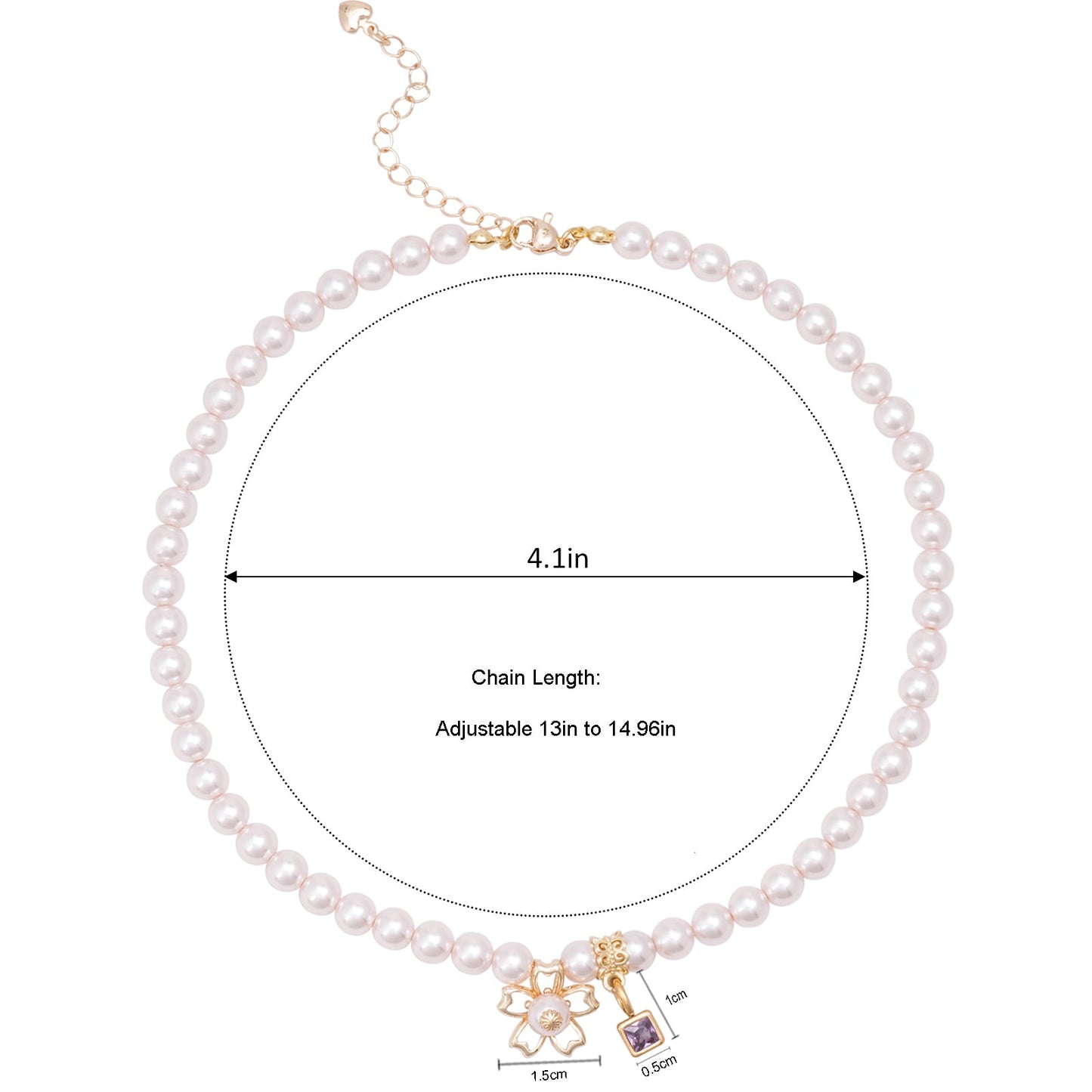 Sakura Charms Personalized Birthstone Girl's Pink Pearl Necklace