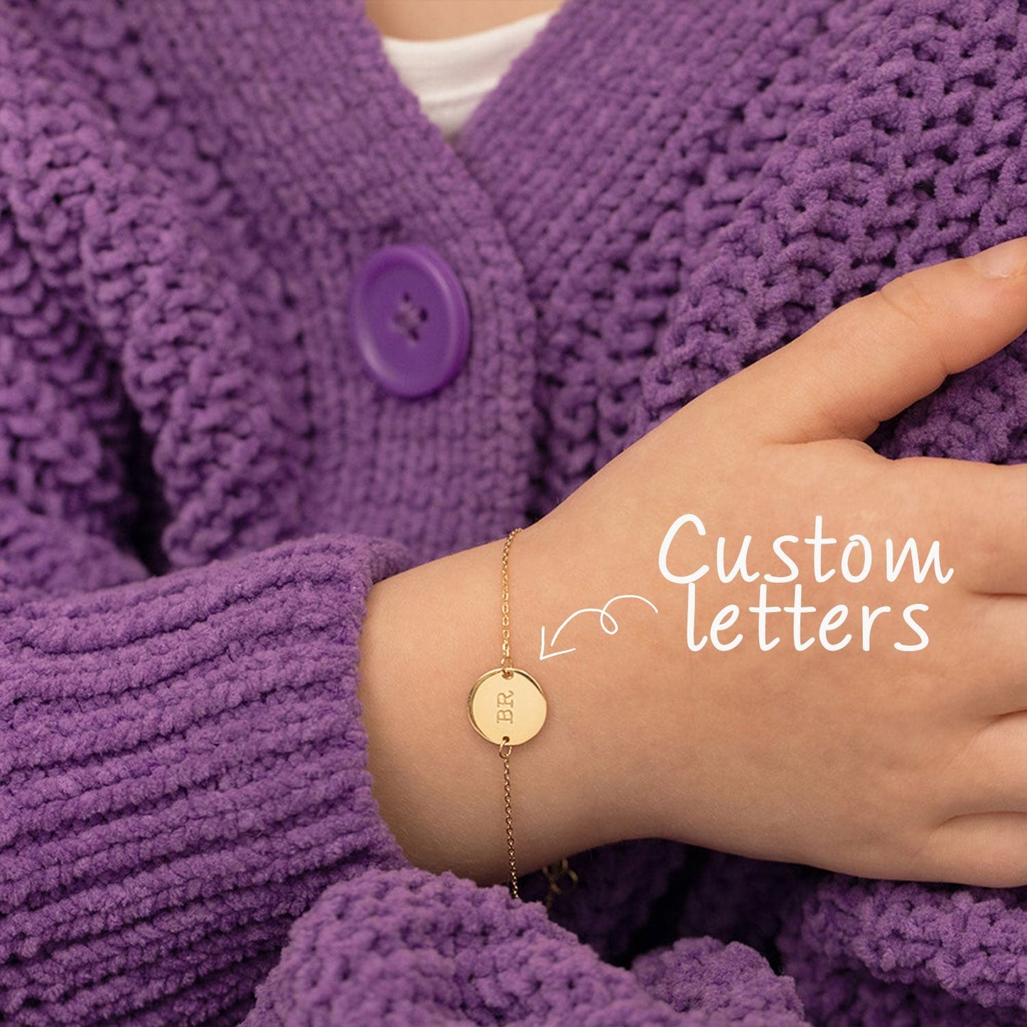 Kids Disc Engraved Letter Bracelet