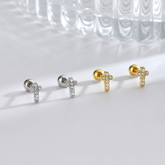 Children Cubic Zirconia Cross Earrings