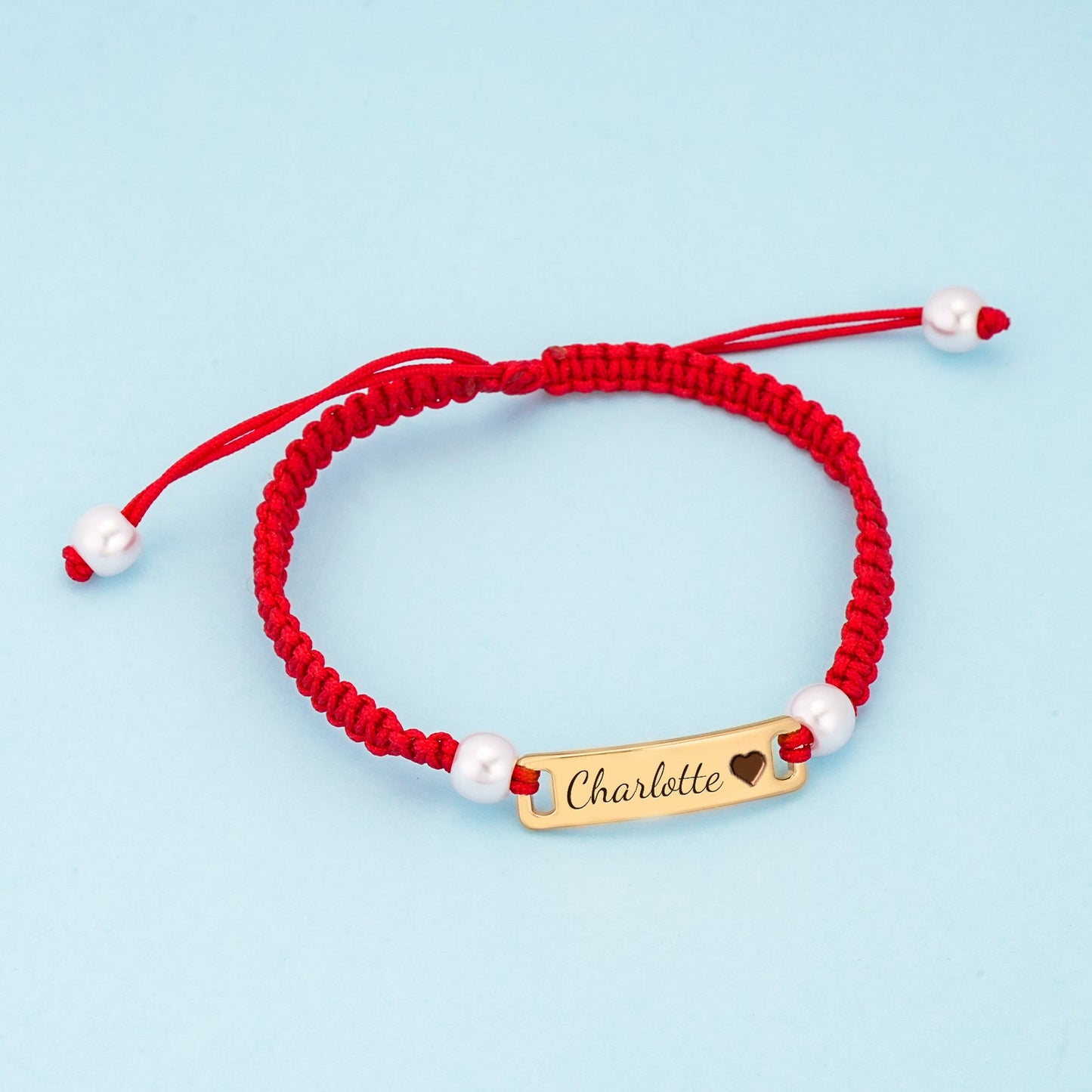 Hand-woven Red Cord Personalized Name Bracelet for Girls
