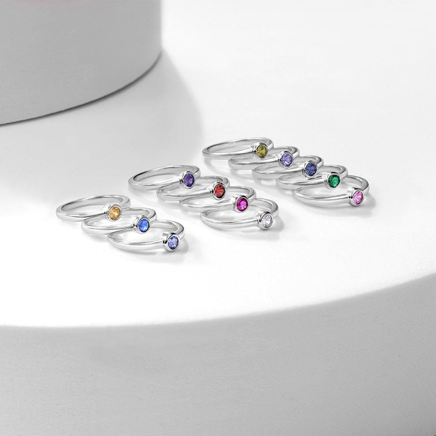 925 Sterling Silver Kids Birthstone Rings