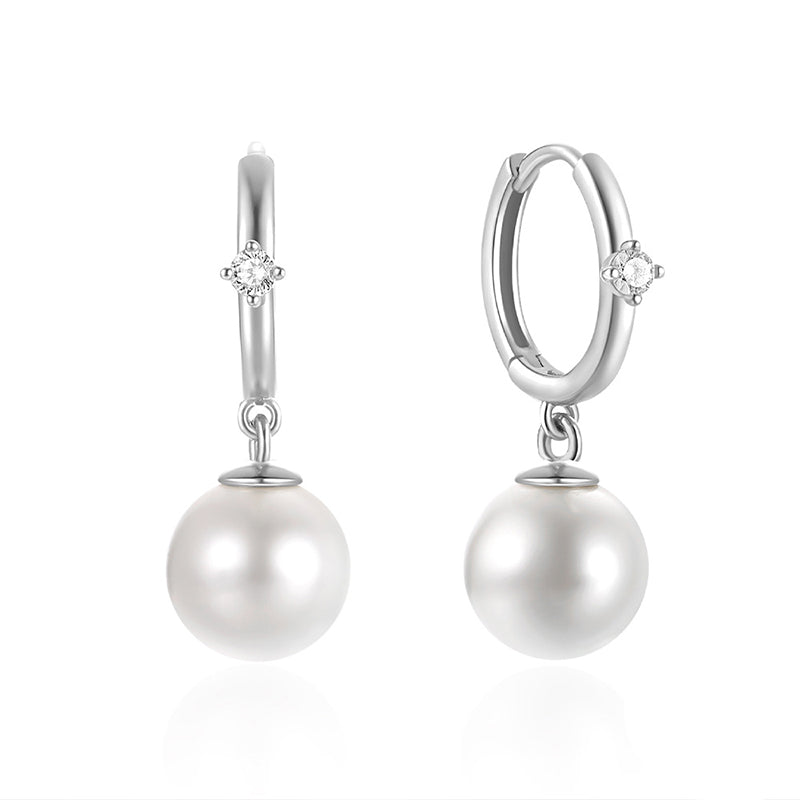 CZ Accent Pearl Drop Girls Earrings