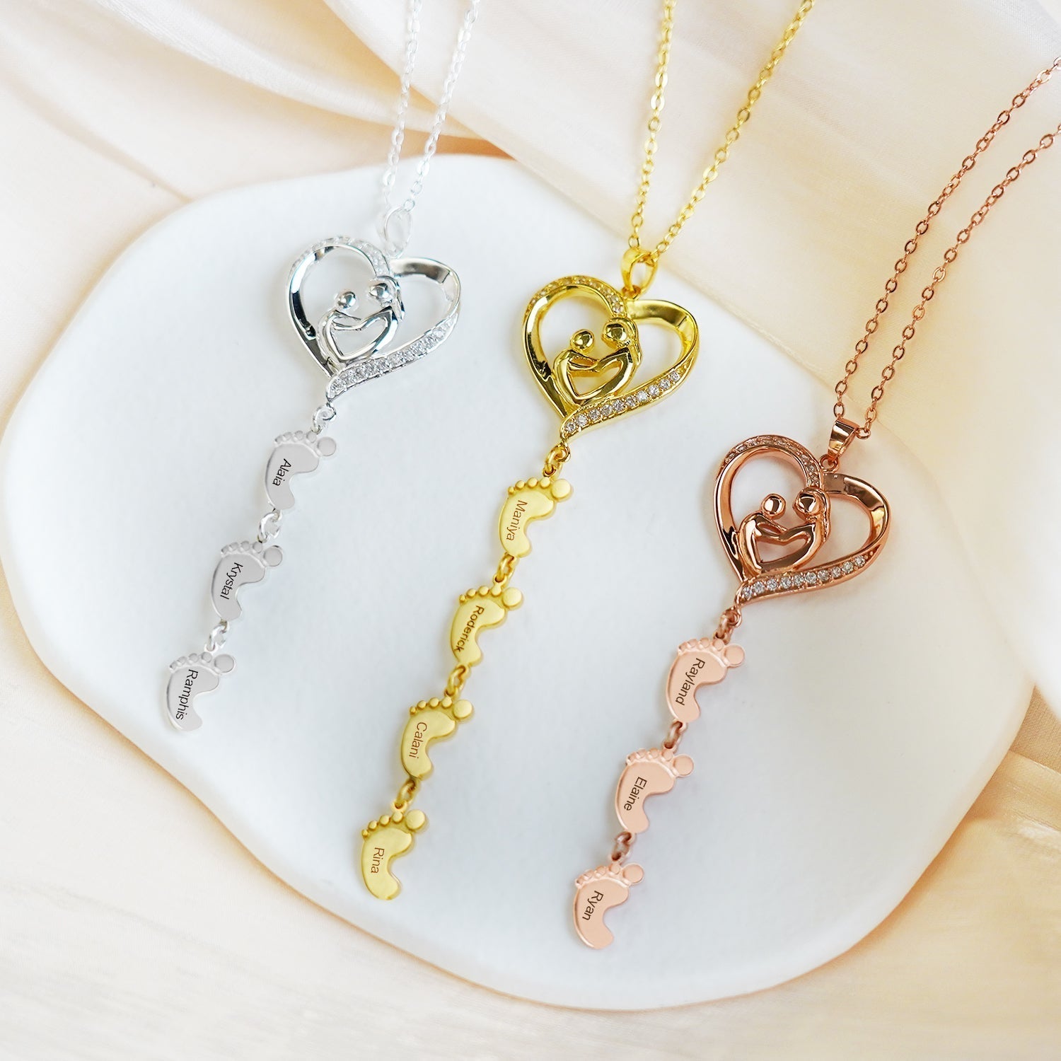 Sterling Silver Personalized Necklace with Kids Name