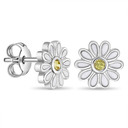 925 Sterling Silver Kids Daisy Earrings