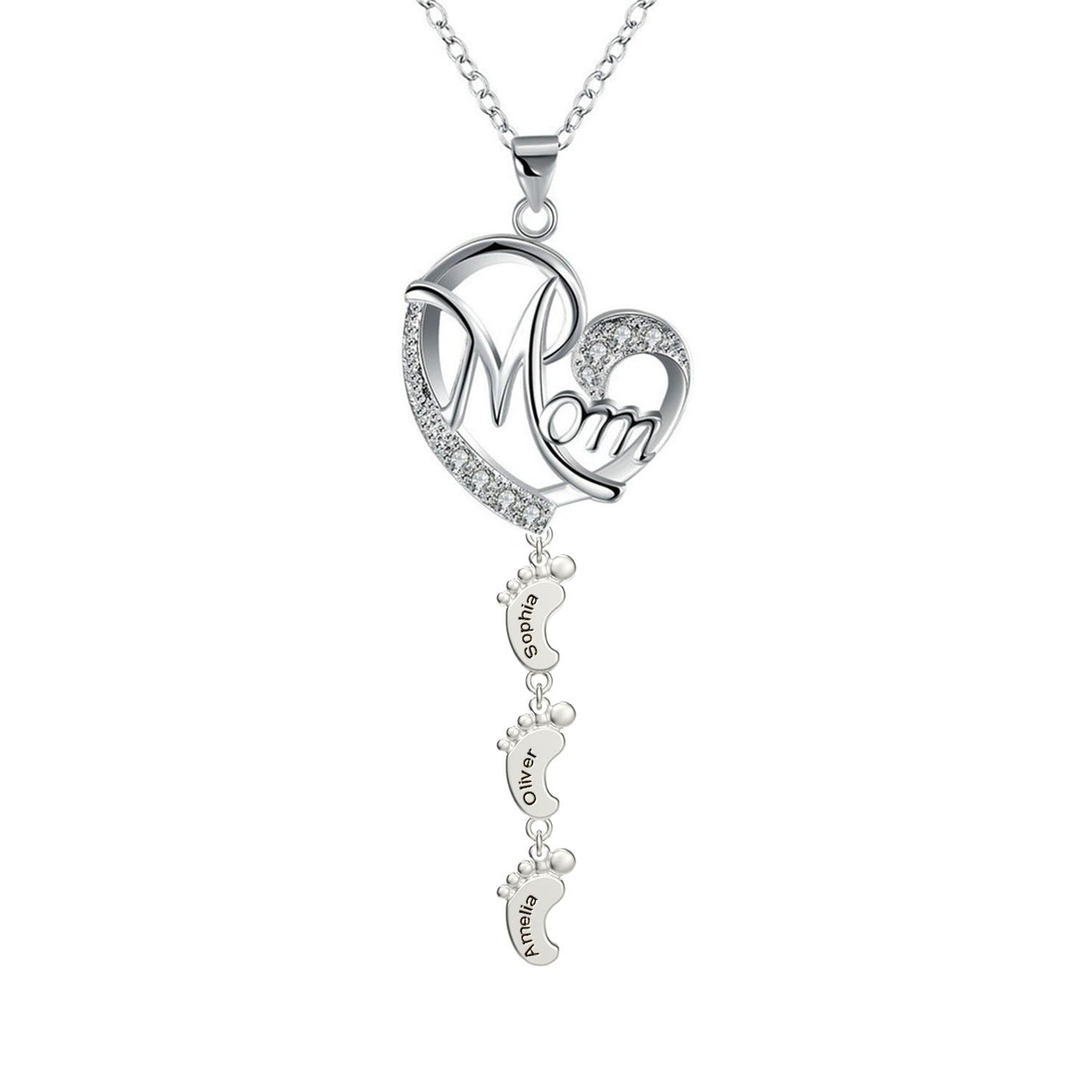 S925 Persenalized Mother's Day Necklace with Feet