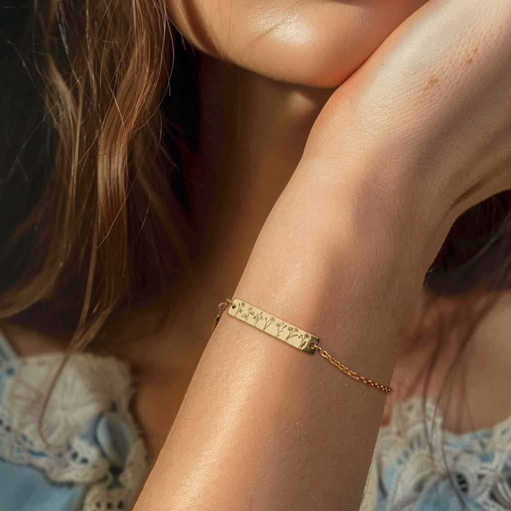 Personalized Birth Flower Family Garden Bracelet