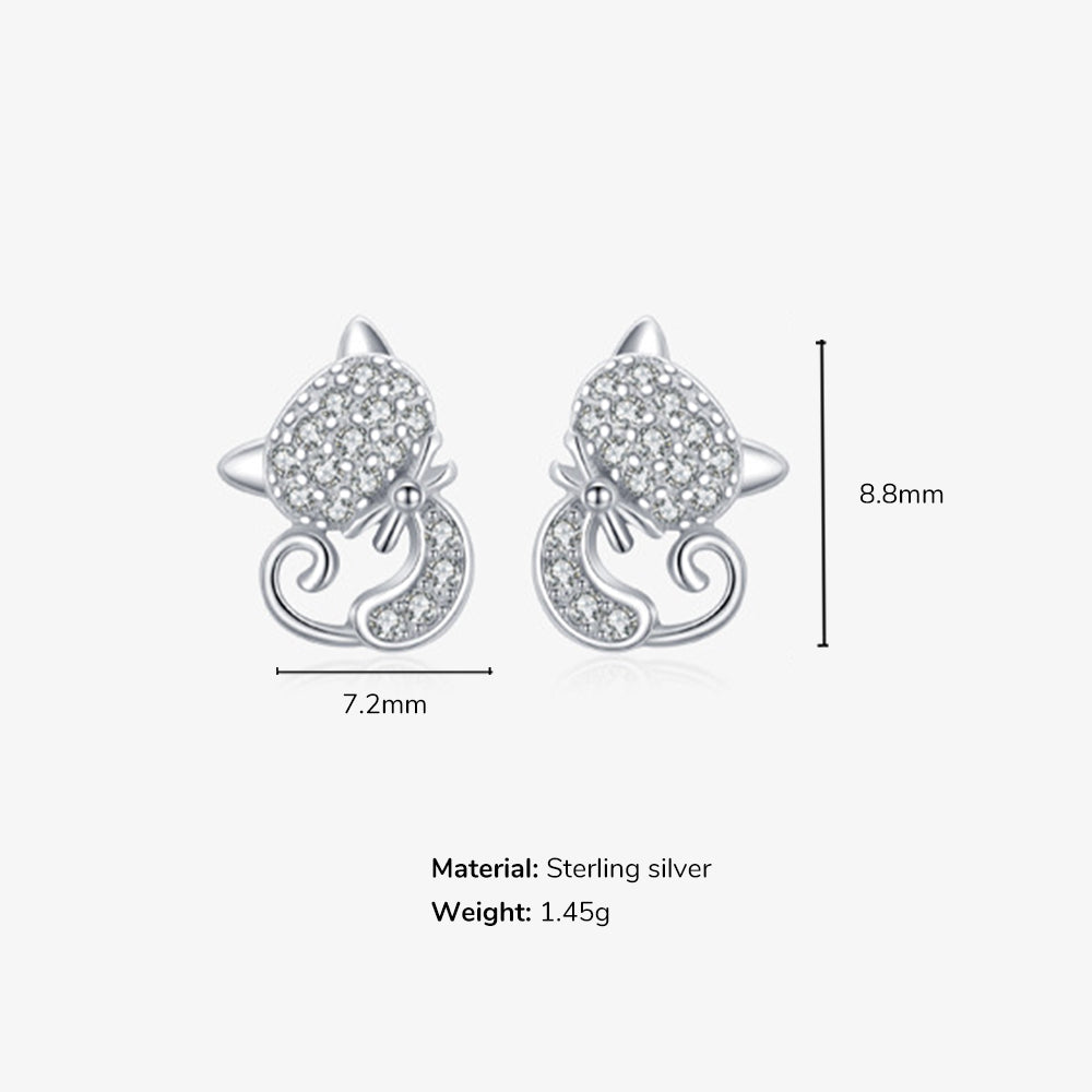 CZ Shiny Cat Girls Stud Earrings