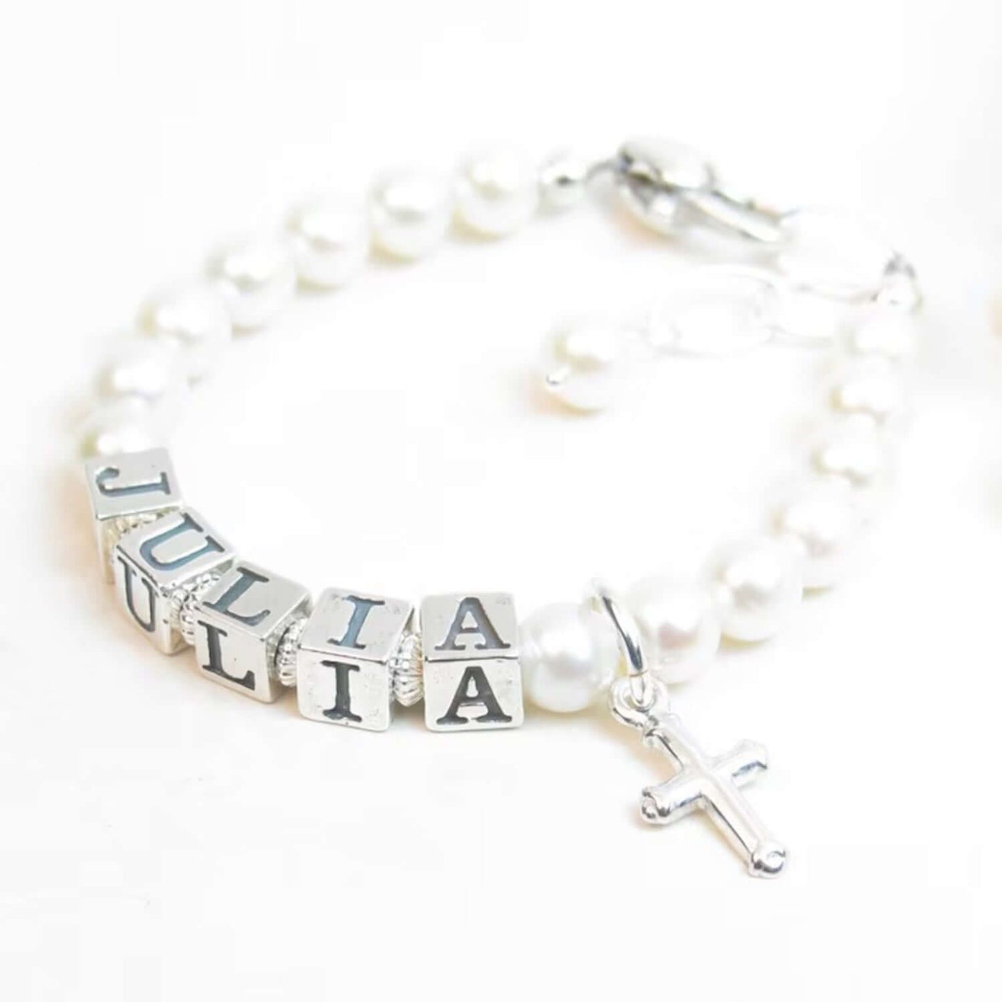 Personalized Pearl Baby and Girl‘s Name Bracelet for First Communion Gift