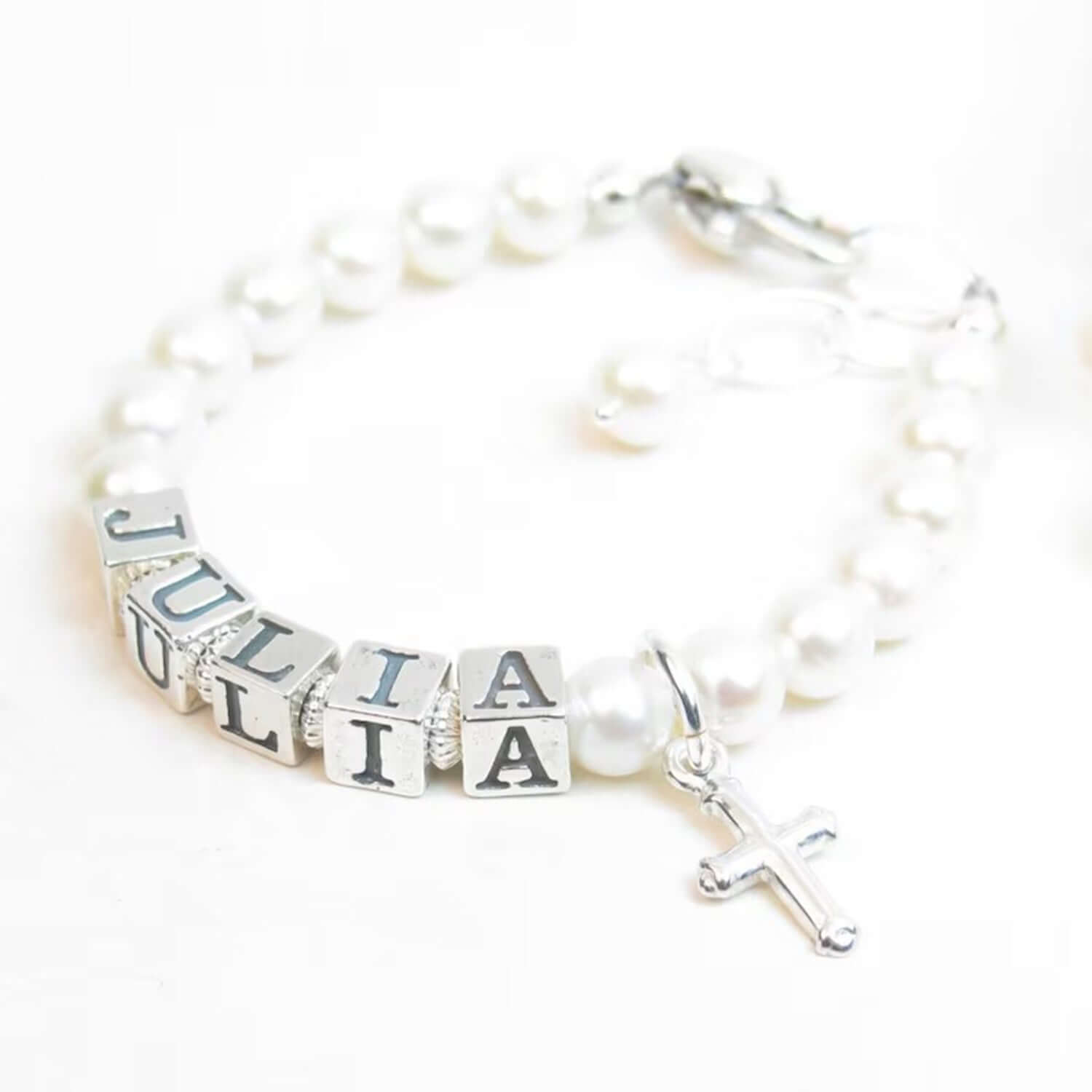Personalized Pearl Baby and Girl‘s Name Bracelet for First Communion Gift