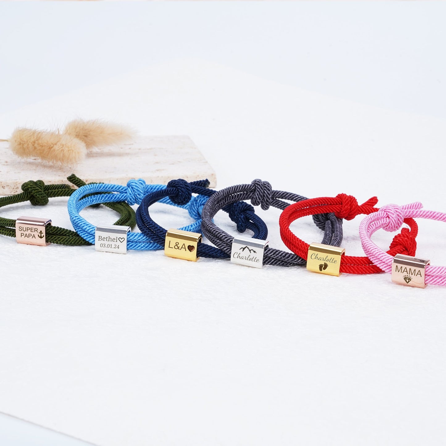 Custom Engraved Handmade Baby Rope Bracelet