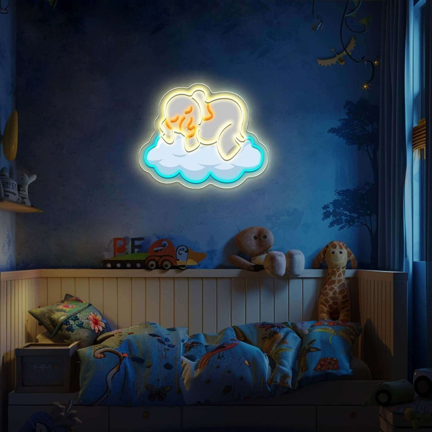 Elephant on the Cloud Planet Neon Sign