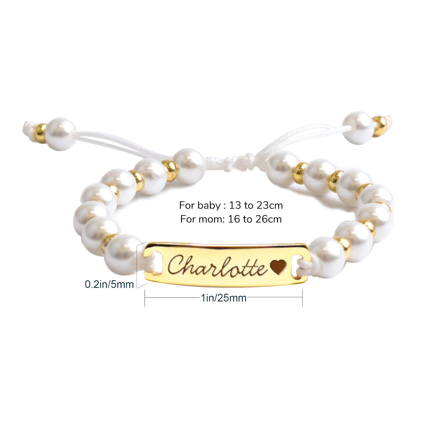 Personalized Handmade Braided Cord Baby Name Pearl Bracelet