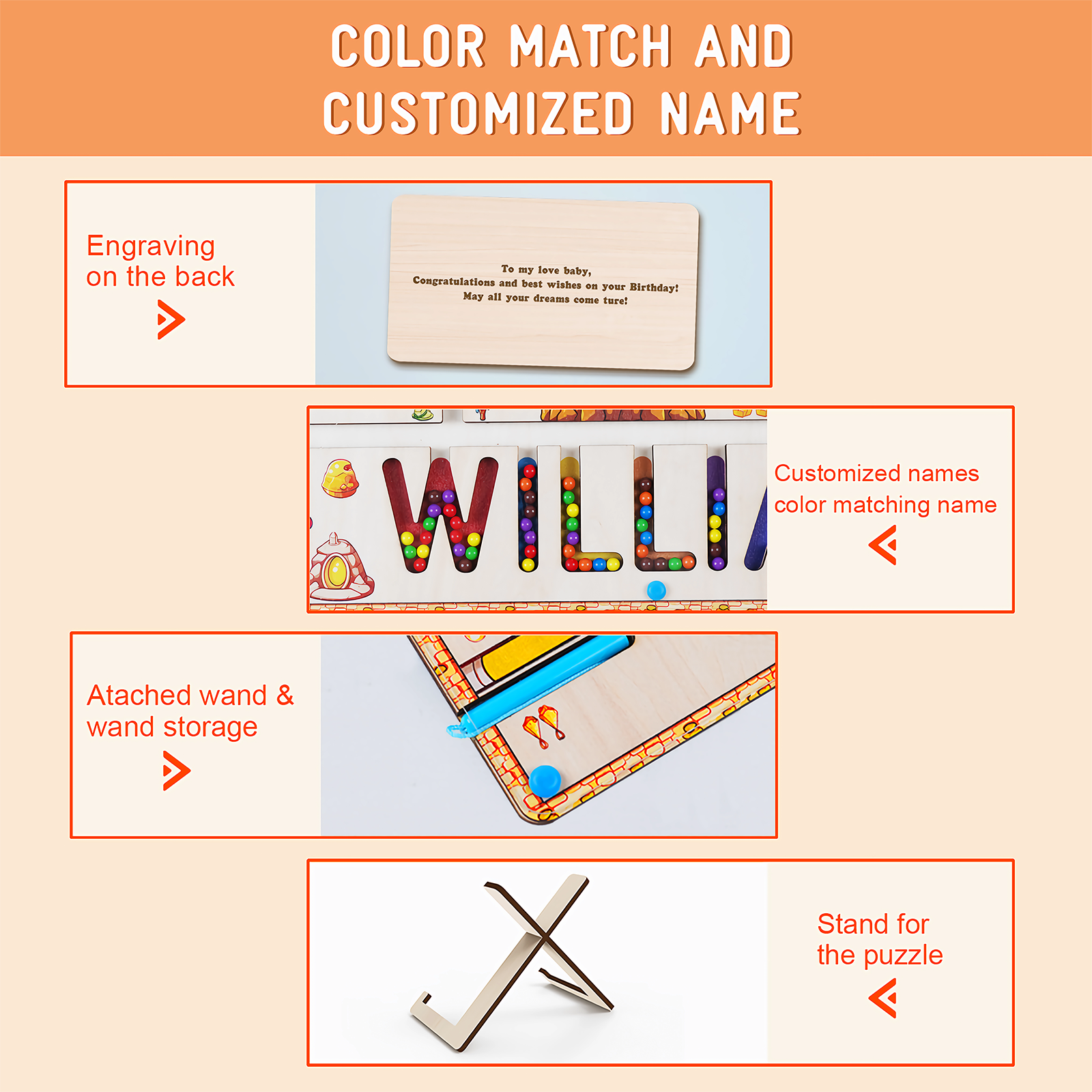 Personalized Wooden Magnetic Maze With Baby Name