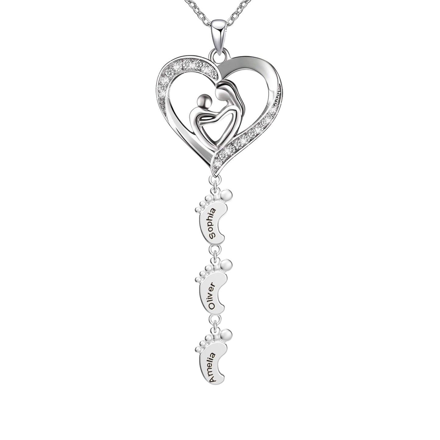 Sterling Silver Personalized Necklace with Kids Name
