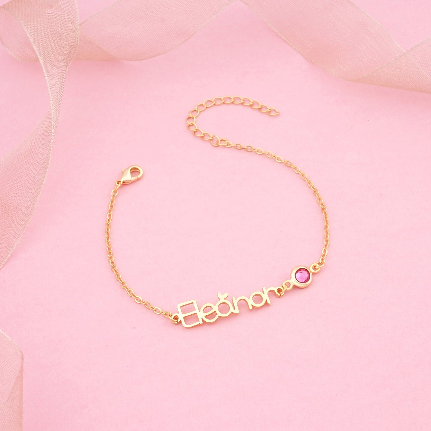 Personalized Baby Name Bracelet With Birthstone