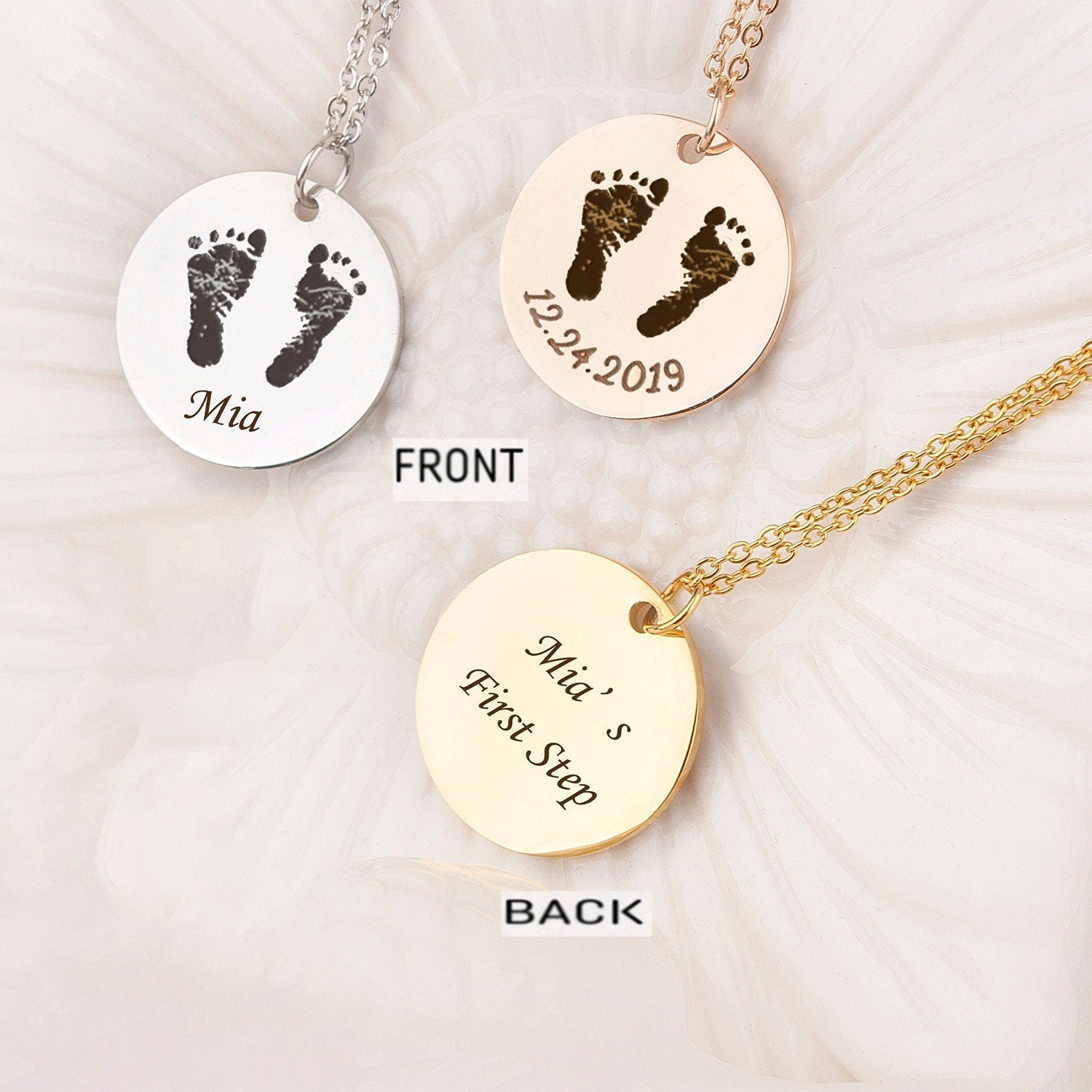Baby Custom Name Hand And Foot Necklace