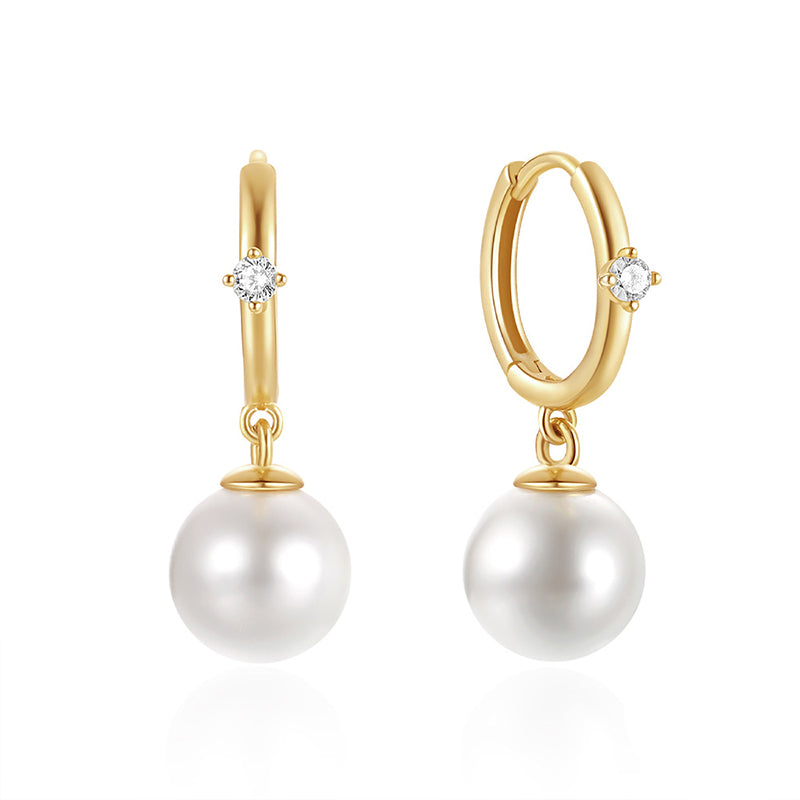 CZ Accent Pearl Drop Girls Earrings