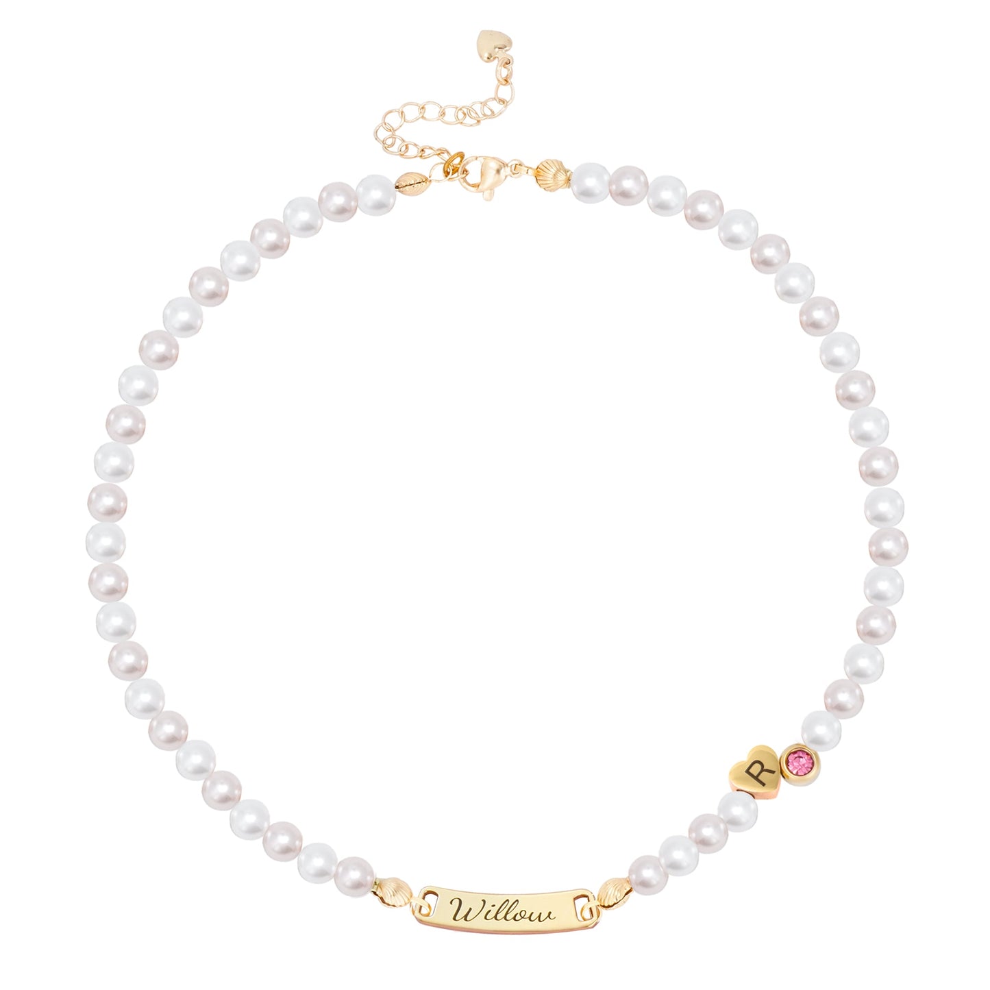 Personalized Pearl Necklace for Girls – Name, Initial, Birthstone
