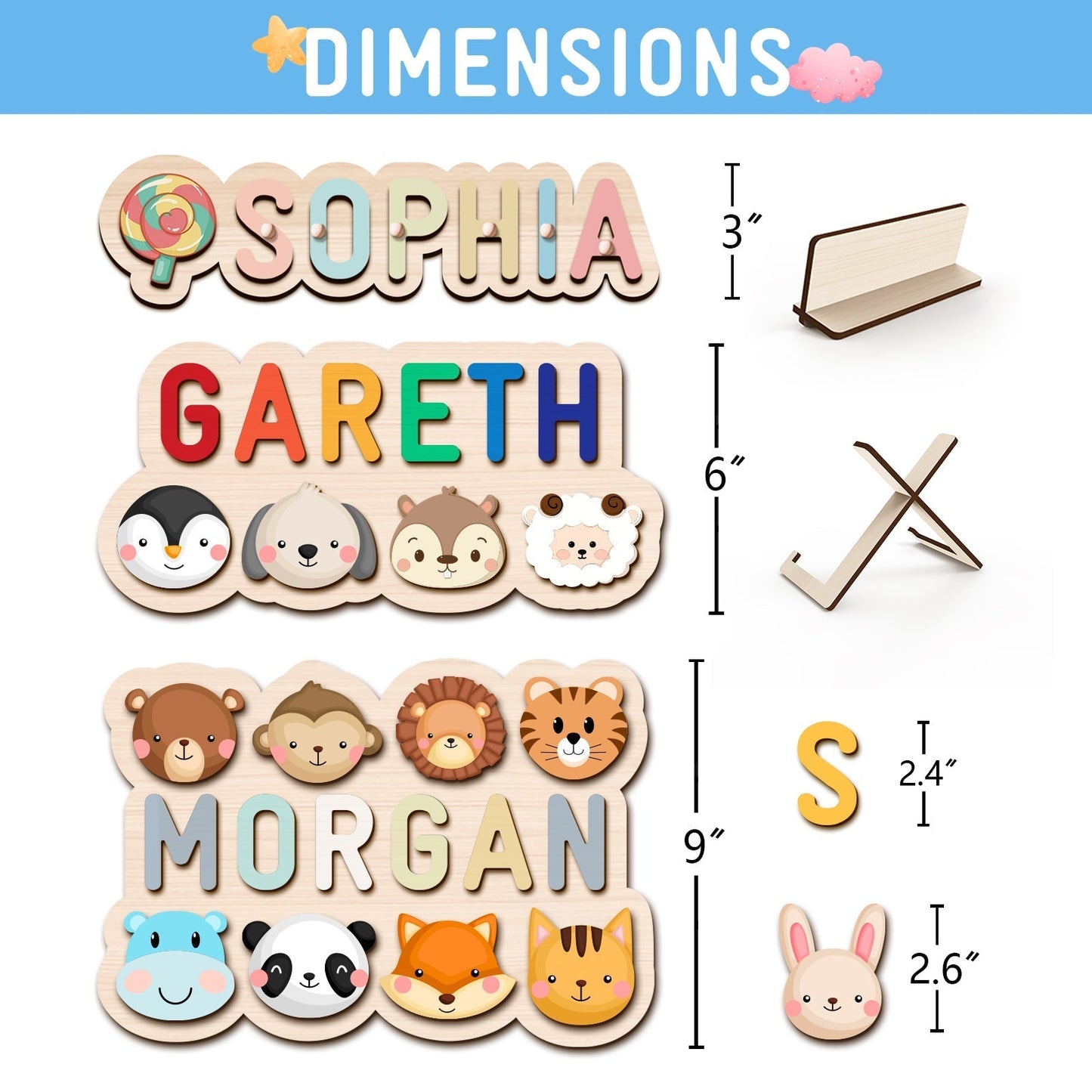 Personalized Wooden Baby Name Puzzle - Outlines