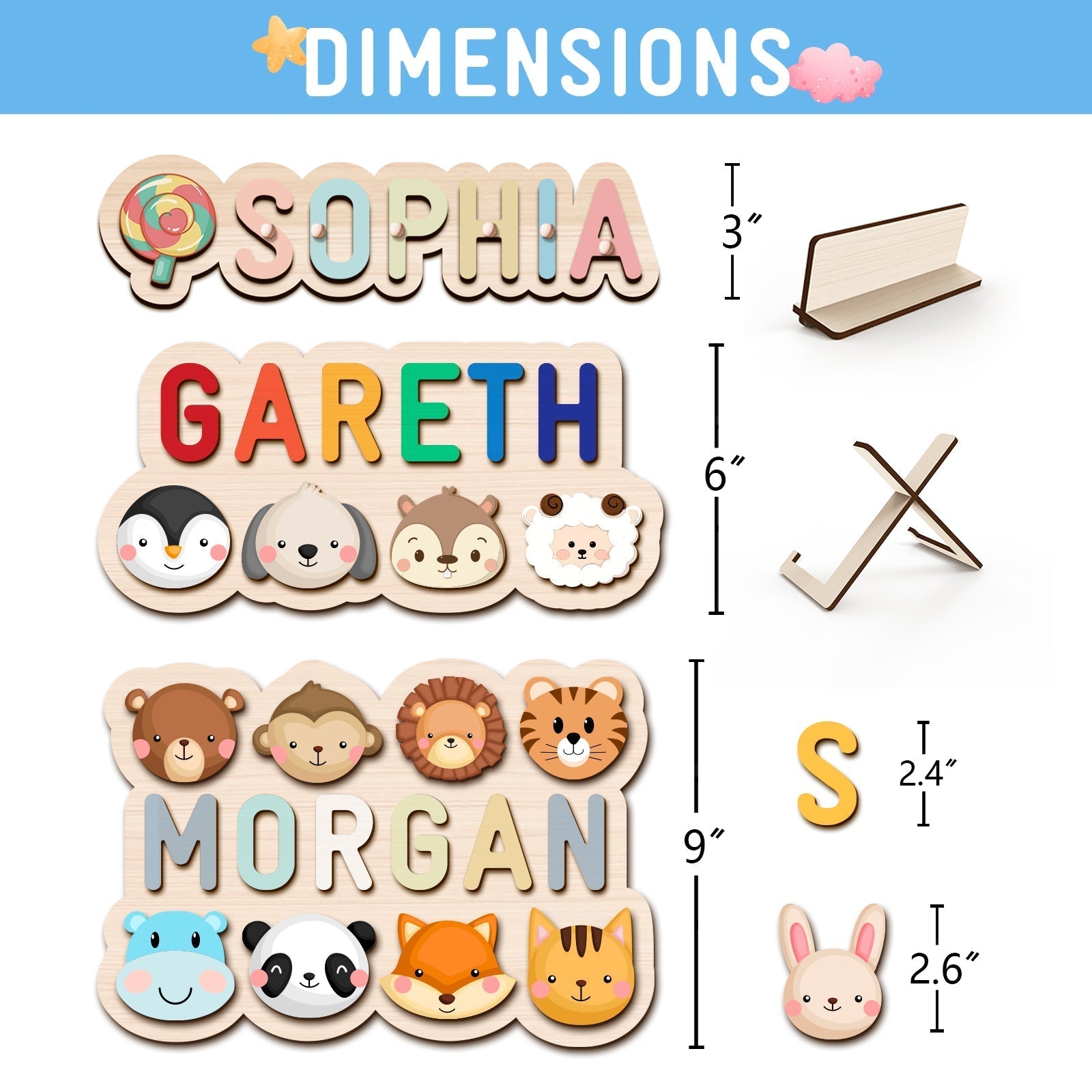 Personalized Wooden Baby Name Puzzle - Outlines