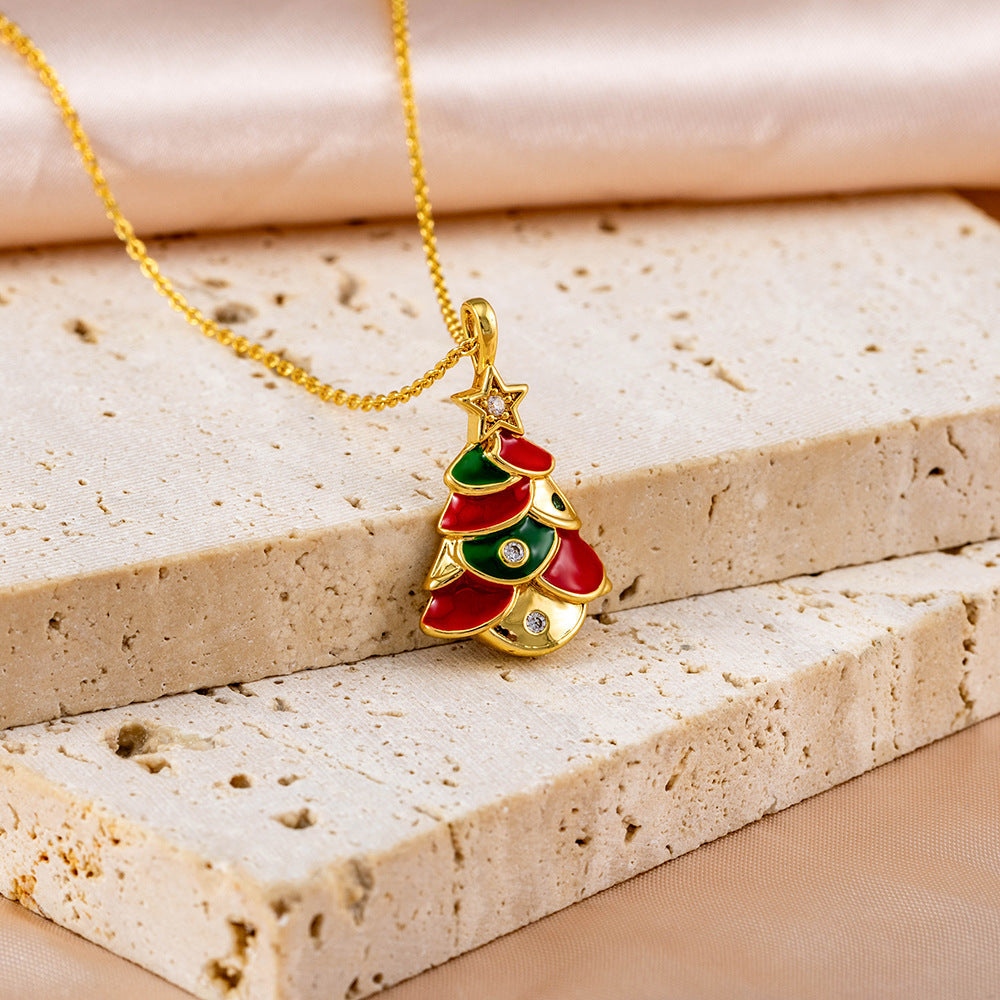 14k Gold Plated Girl's Christmas Holiday Pendant Necklace