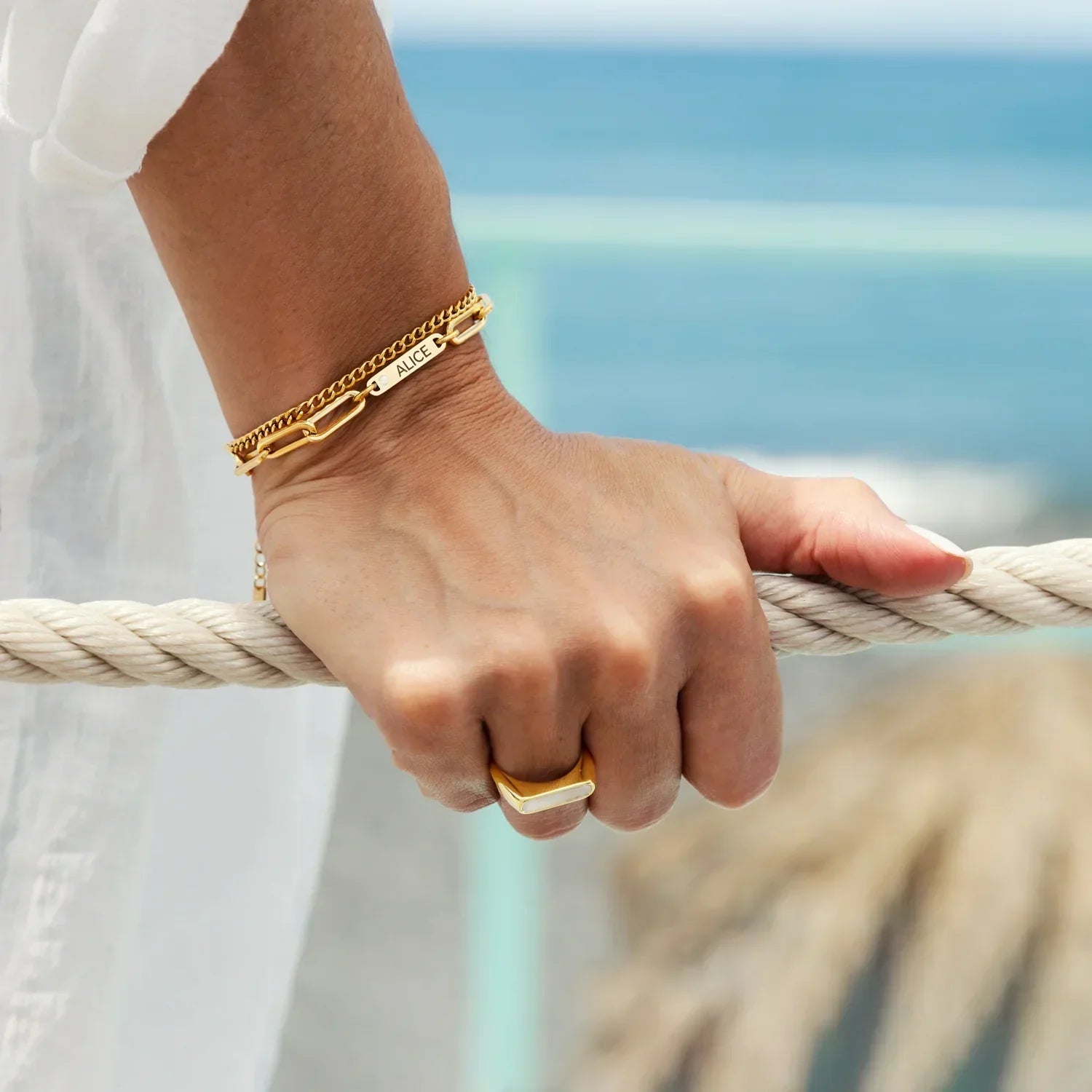 Personalized Name and Birthstone Paperclip Bracelet and Necklace