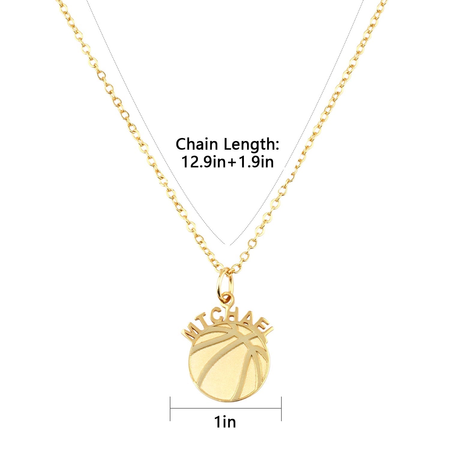 Basketball Personalized Kids Name Necklace