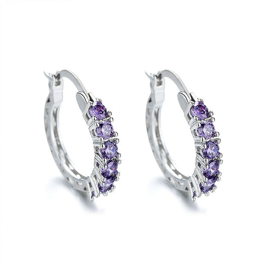 925 Sterling Silver Kids Rhinestone Hoop Earrings