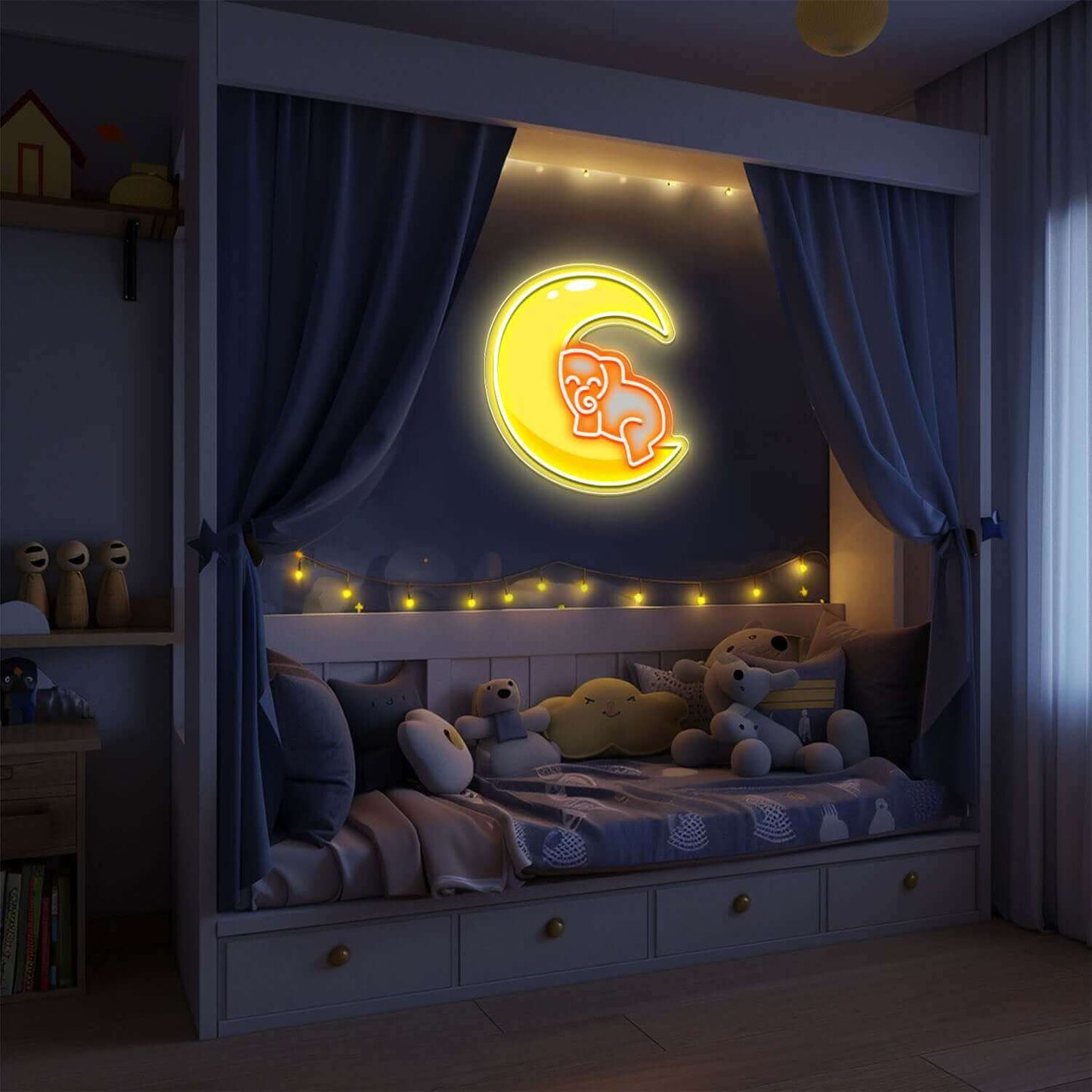 Elephant on the Moon Planet Neon Sign