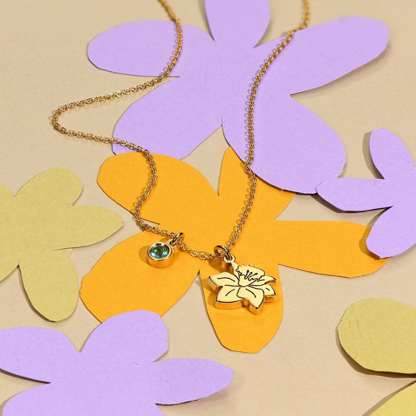 Children's Birth Flower Birthstone Necklace