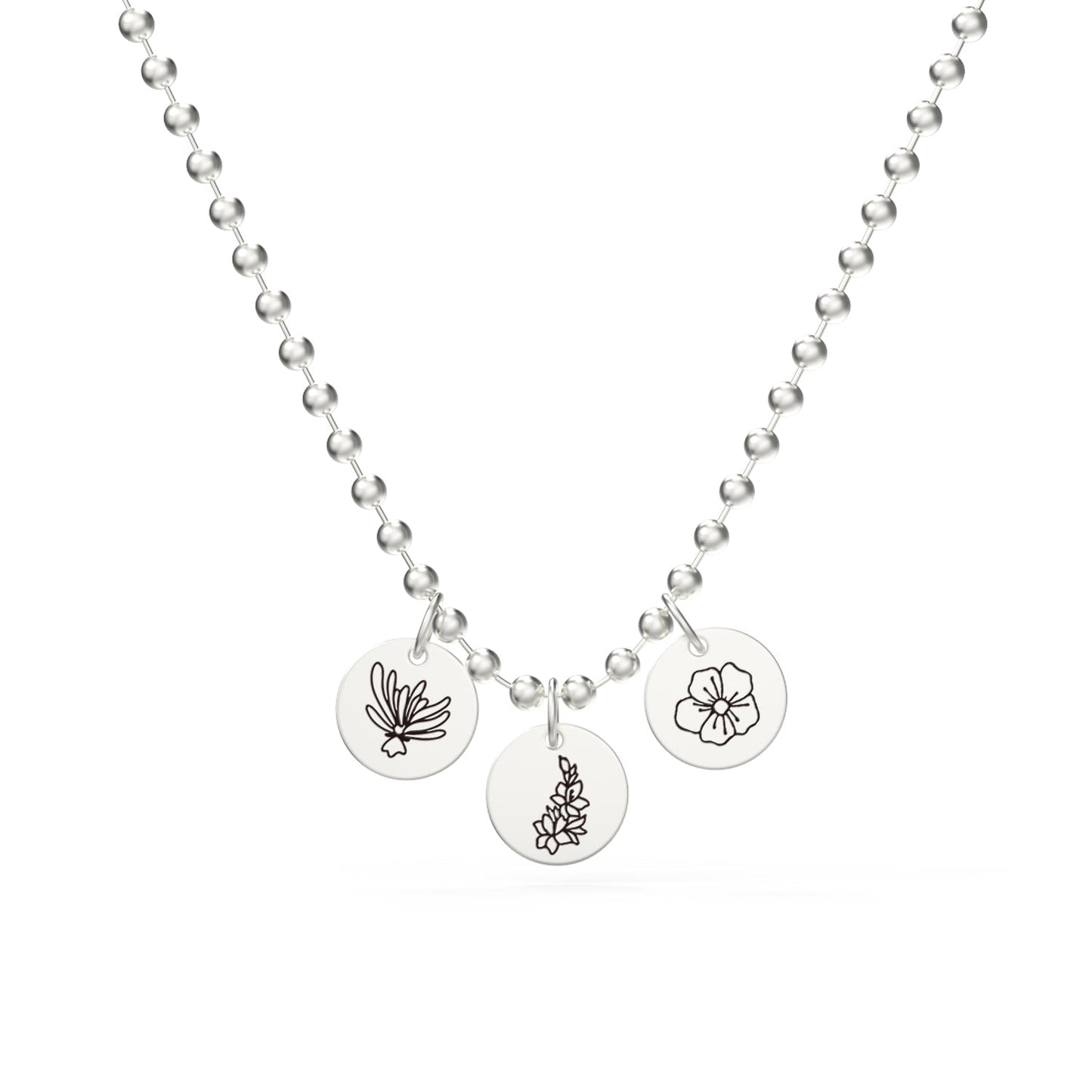 Personalized Childrens Necklace with Family Birth Flower