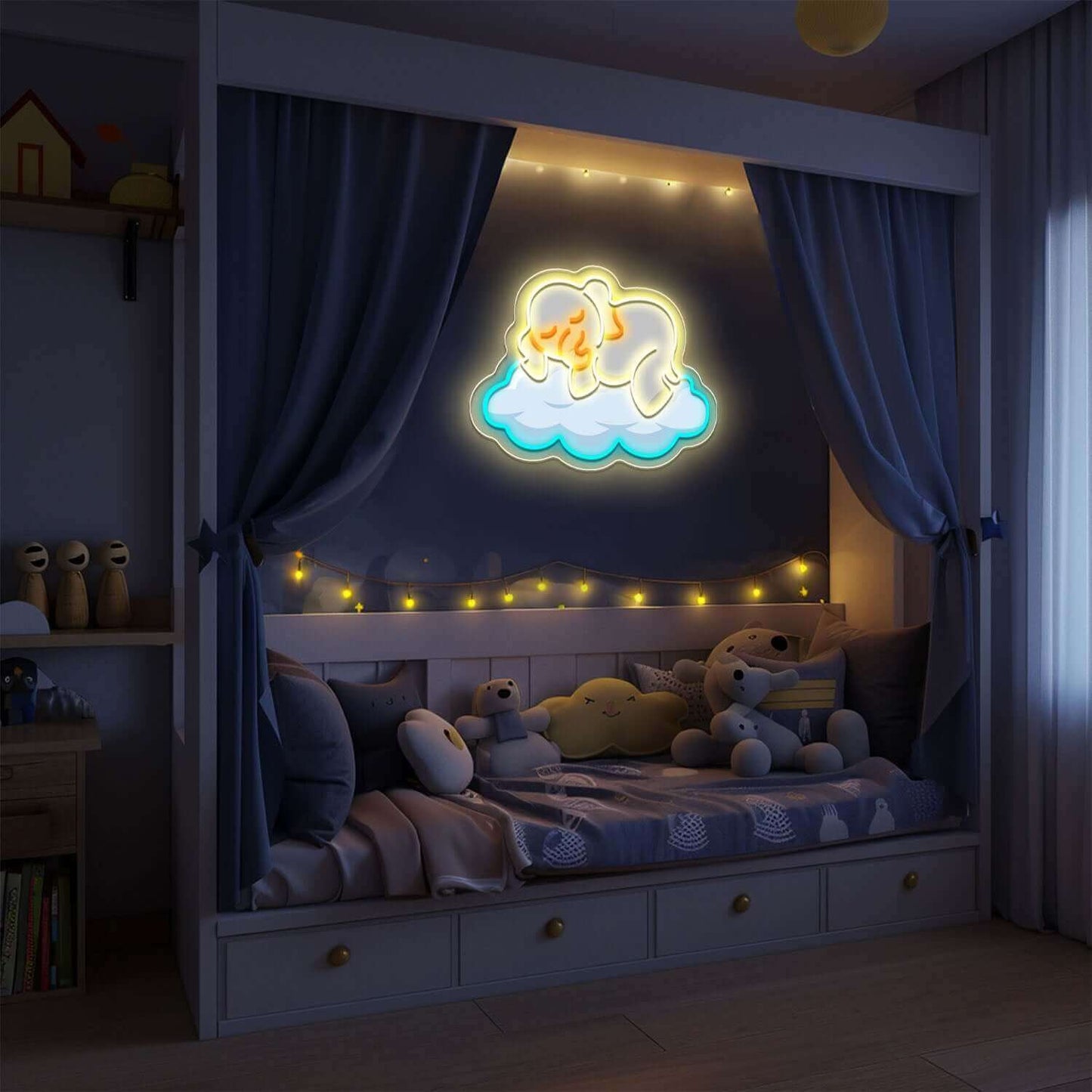 Elephant on the Cloud Planet Neon Sign