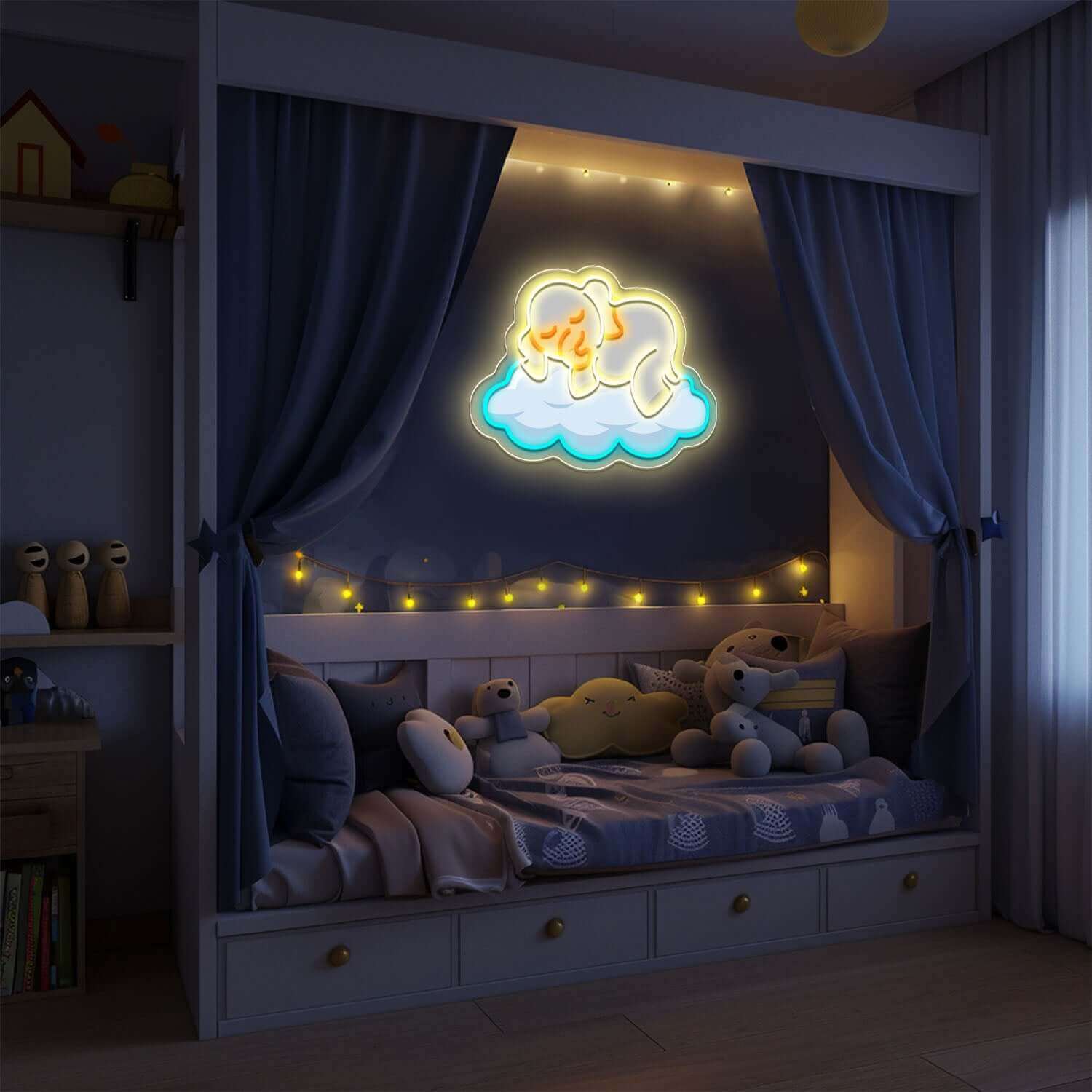 Elephant on the Cloud Planet Neon Sign