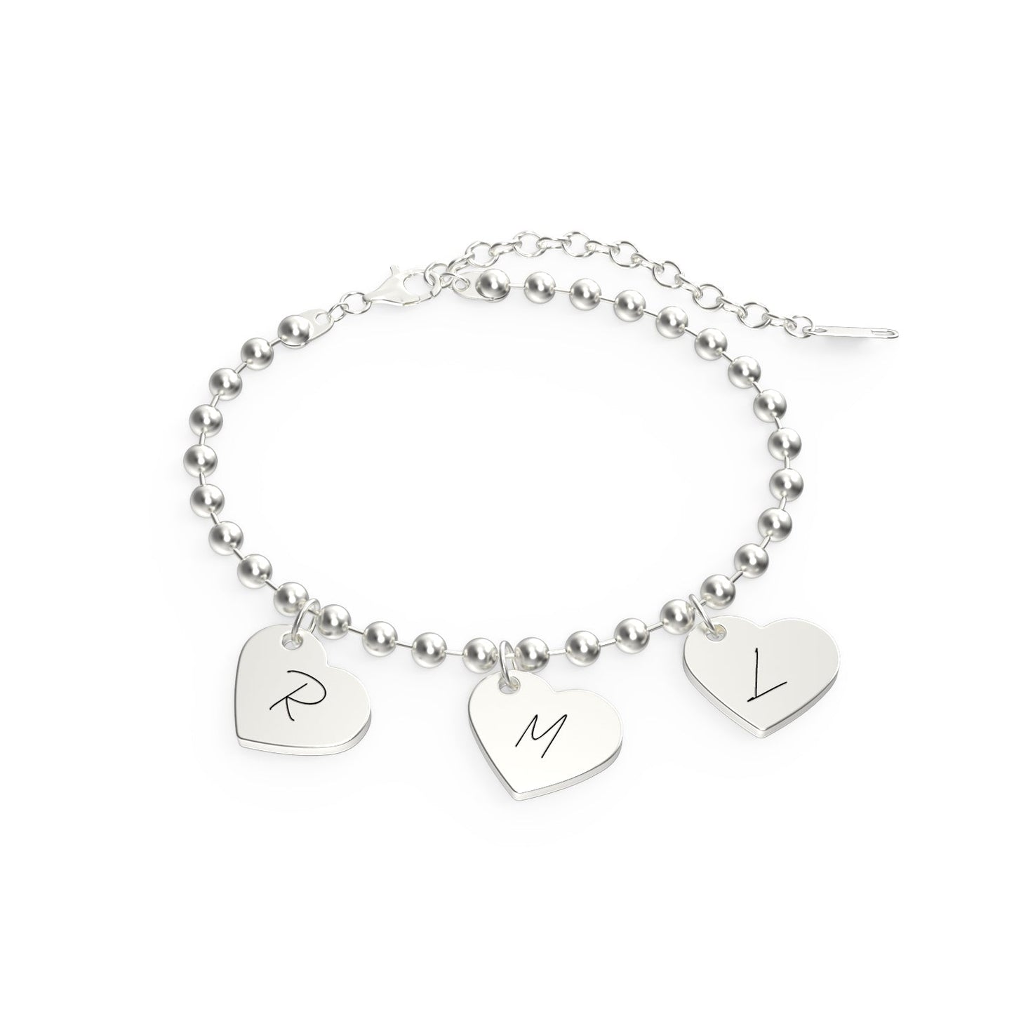 Personalized Letter Heart Charm Bracelet for Kids