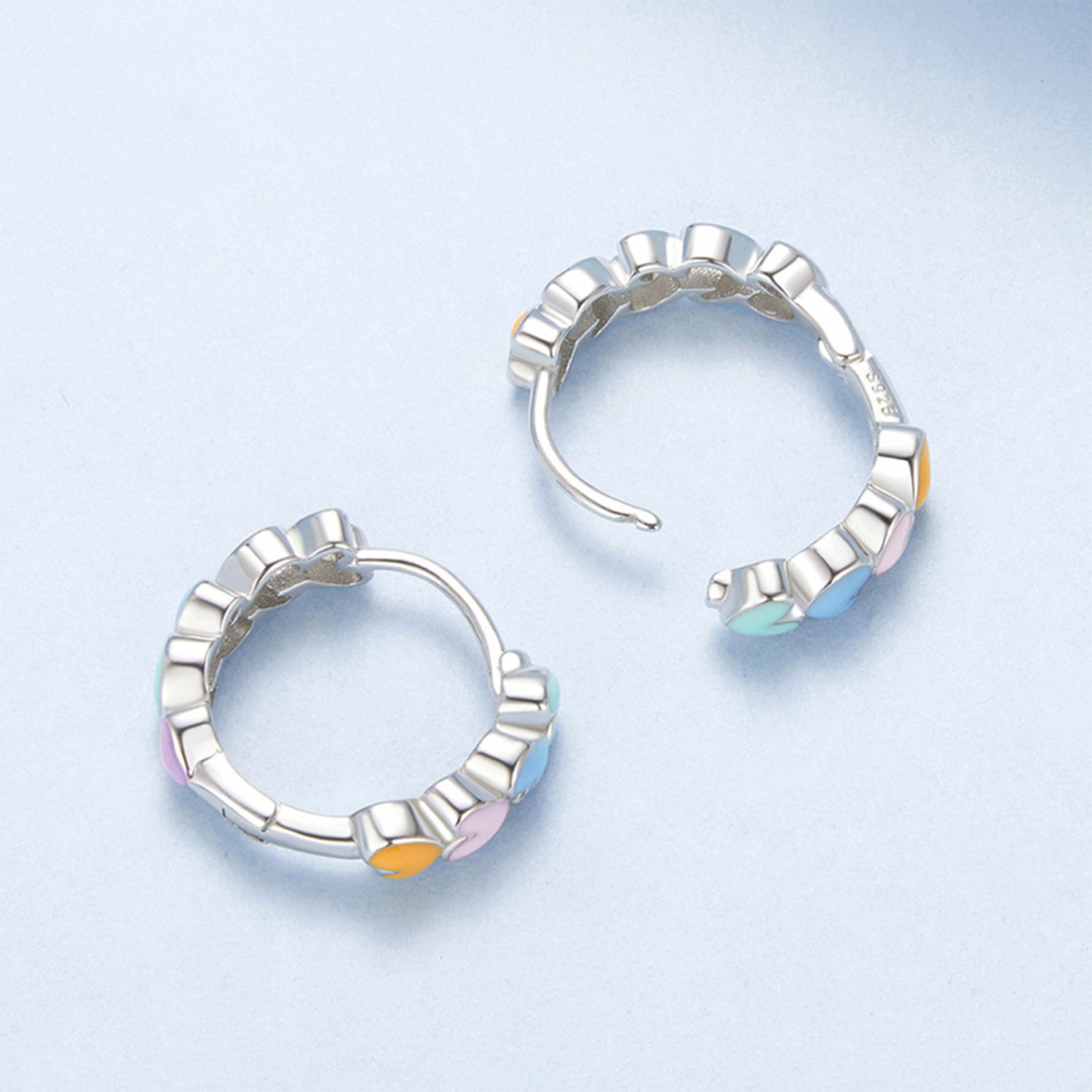 Girls Dreamy Pastel Heart Huggie Hoops