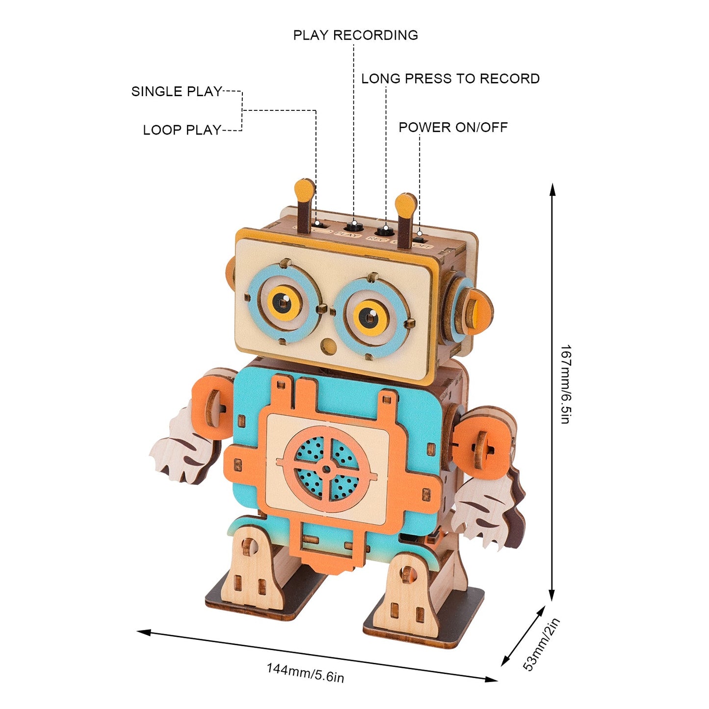 Grunt Robot – 3D DIY Wooden Puzzle Recorder