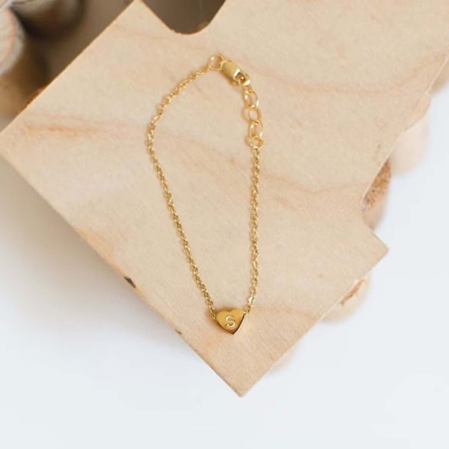 Personalized Baby Tiny Heart Initial Bracelet