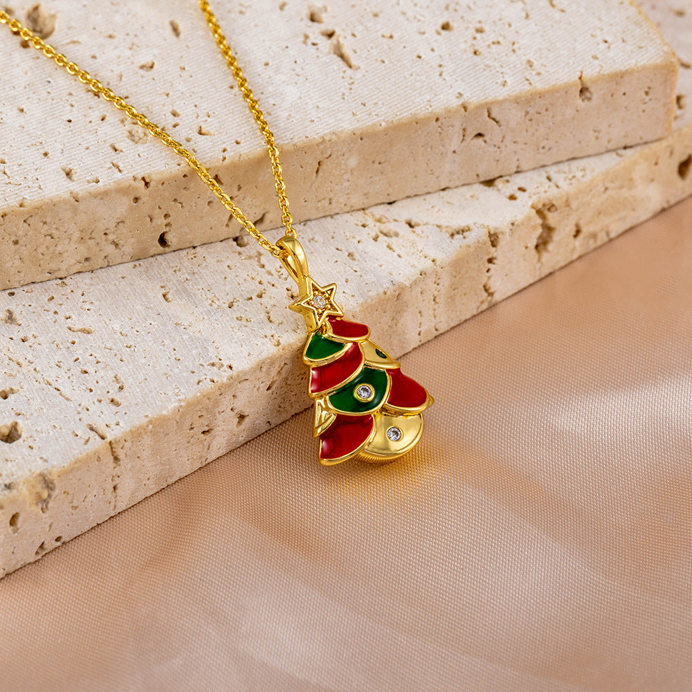 14k Gold Plated Girl's Christmas Holiday Pendant Necklace
